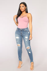 Something About You Ankle Jeans - Medium Blue Wash Ins Street